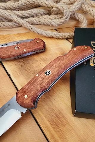Ceviz Sap Çakı Kamp Çakısı Outdoor Piknik Çakısı Çkx08 Kahverengi