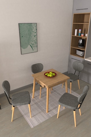 Vilinze Deniz Sandalye Avanos Ahşap Mdf Kanatlı Mutfak Masası Takımı - 70x70+70 Cmtk-avanos-07070k-nn-d33deniz-sigmagri Gri