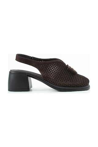 Dericia Shoes Allone Hakiki Deri Kadın Günlük Rahat Topuklu Sandalet Kahverengi