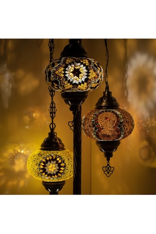 Otantik 3'lü Mozaik Lambader Ev Dekor Aydınlatmaları, Türk Mozaik Lamba