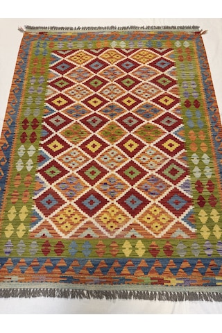 El Dokuma Afgan Kilim 100% Yün Kök Boya Harıka Desenlı Yeni Model Çok Renkli