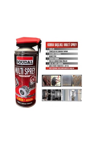 Soudal Multi Sprey Kobra Başlıklı Kir Pas Sökücü Bakım Spreyi 2 x 400 ML