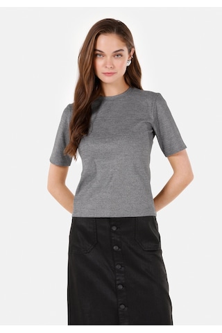 Colins Slim Fit Yuvarlak Yaka Kadın Gri Kısa Kol Tişört Cl1070449 Q1.v1 Gra Gri