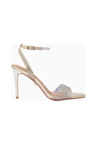 Kurt Geiger Carvela Positano Vinyl Lüks Tasarım Kadın Topuklu Sandalet Gold
