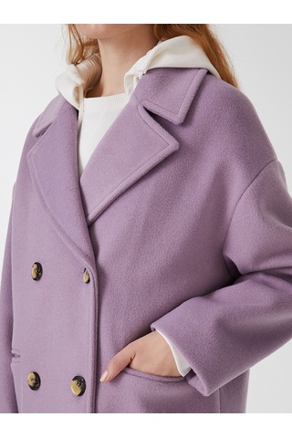 Oversize Kadın Kaban Lila