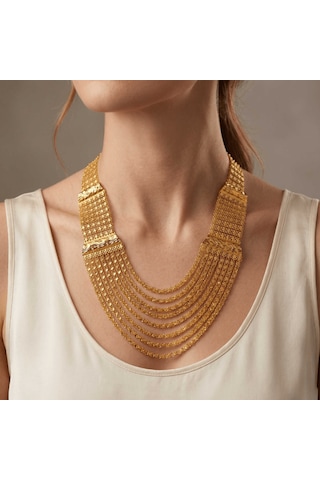 Akıtma Kolye Desenli Katmanlı Is Iltılı I Mitasyon Altın Kolyee655 01 - Gold