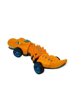 Timsah Araba - Otomatik Hareketli Sesli Işıklı 32 Cm - Turuncu Timsah Lisinya Çok Renkli