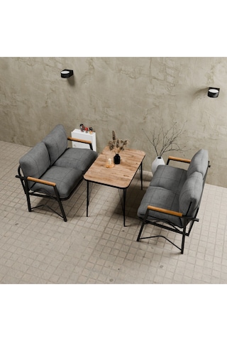 Mb Garden Furnıture Simetri Model, Balkon, Mutfak, Bahçe,cafe,metal Koltuk Takımı,bahçe Takımı,çay Seti, 2+2 Takım+masa Orta Gri