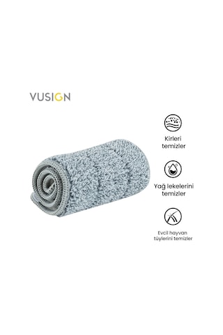 Vusıgn Mikrofiber Paspas Bezi 32x11 Cm Gri Düz Mop Uyumlu Ultra İnce Elyaf Temizlik Bezi