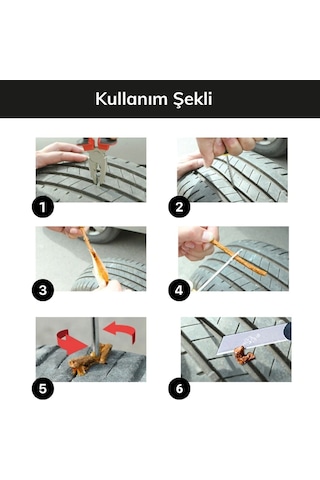6 Parça Araba Motosiklet Otomobil Bisiklet Lastik Tamir Kiti Araç Bakım Seti 50001