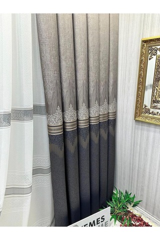 Lexroo Titus Fj632145 V-5329 Kahve 1/3 Sık Pileli Fon Perde 80 X 270 Çok Renkli