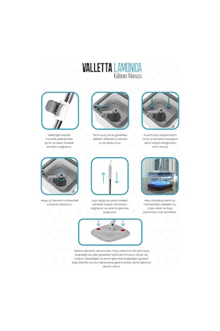 Valletta Lamonica Temiz ve Kirli Suyu Ayıran Otomatik Temizlik Seti Mop