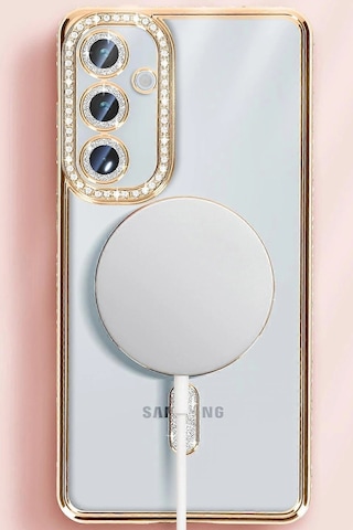 Gld-spt- Newface Samsung Uyumlu Galaxy S25 Kılıf Joke Simli Magneticsafe Kılıf - Gümüş