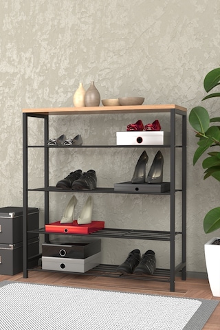 Retodesign 5 Katli Ayakkabilik- Banyo Rafi -çok Amaçli Raf 1890 Siyah - Atlantik Çam