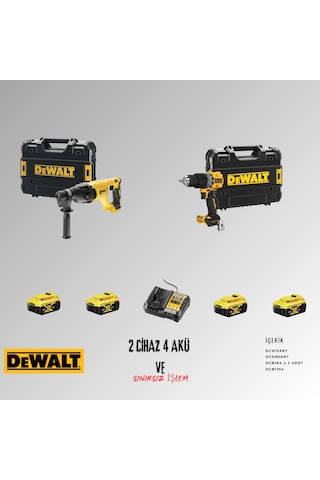 Dewalt DCH133NT + DCD805NTT 4 Adet 5 Amper Akü + Şarj Aleti Set