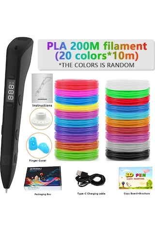 Techbloom 1 Set 3d Yazıcı Kalem Kiti Dıy Çizim Ve Baskı Aracı 3937 İnch 20 Renk Lcd Ekranlı