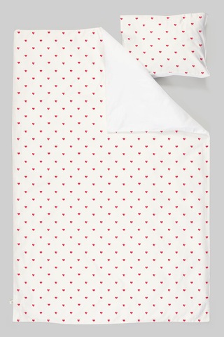 Organik Tek Kişilik Nevresim Takımı 160x220 - Kalp Yağmuru Renkli