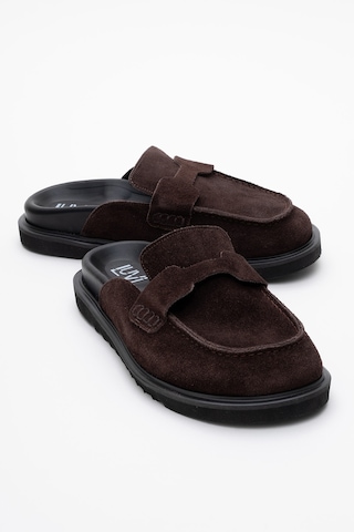 Luvishoes Brısa Kahverengi Süet Hakiki Deri Kadın Terlik Kahverengi