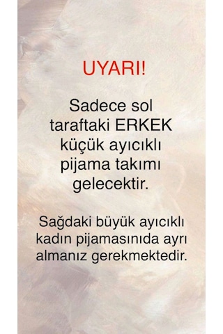 Mh Moony Homewears Erkek Tekli Old Money Küçük Ayıcık Pijama Çift Pijamasının Erkeği E. Ayı Krem