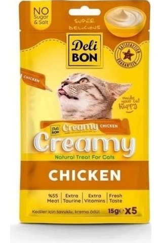 Delibon Creamy Tavuklu Sıvı Kedi Ödül Maması 5 x 15 G