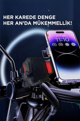 Torima Jx-063 Siyah Plastik Motosiklet Sabitleyici 360 Döner Telefon Tutucu Siyah