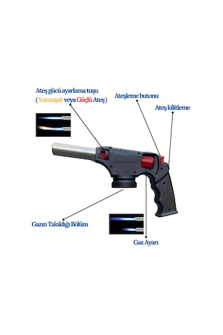 1300 Derece Orijinal Pürmüz Çakmak St-818 Kamp Gazı Ve Çakmak Gazı Uyumlu Siyah