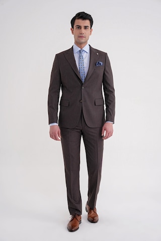 Efor Slim Fit Çift Yırtmaç Sivri Yaka Esnek Kahverengi Klasik Takım Elbise Tk 939 Kahverengi