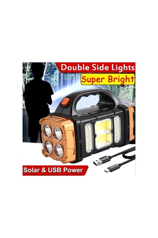 Kırmızı Çok Fonksiyonlu Güneş Enerjili Led + Cob Işık Saplı Usb Şarjı Su Geçirmez Dış Mekan Kamp Güvenliği İçin Gece Acil Durum Kırmızı