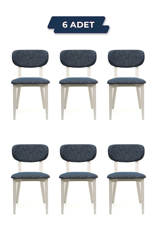 Rapsodi Beyaz Ahşap 6'lı Mutfak Salon Yemek Odası Sandalyesi