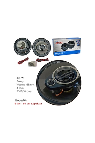 Carub Hoparlör Kapaklı 16cm 6" 400w 3 Yollu 2li Set 1 Adet