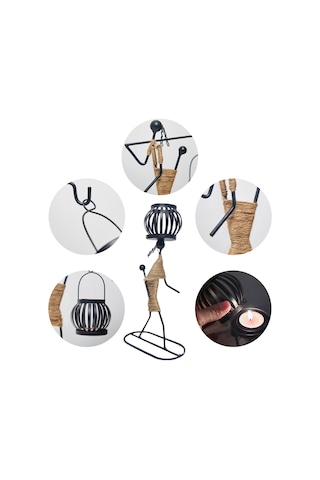 Gajeena Vintage Demir Şamdan - Dekoratif Fener Tasarımı, Mumluk Mum Dahil Değil