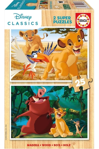 Educa 2x25 Parça Aslan Kral Kız Çocuk Ahşap Puzzle 3-5 Yaş 1 Adet