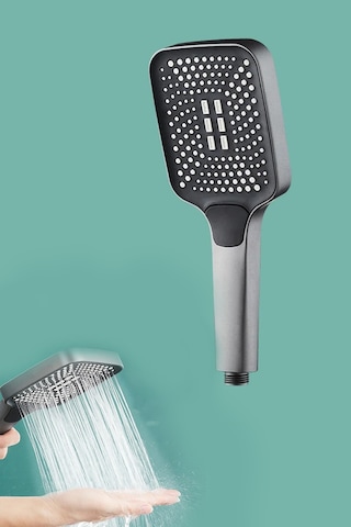 Oecanwhisper 4 Fonksiyonlu Su Tasarruflu Sağlam Yapılı Kaliteli Mat Gümüş Gri Kare Banyo Duş Başlığı Krom