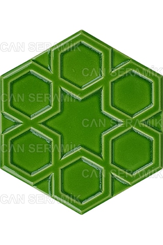 Can Seramik - 15x17 Cm. Kabartmalı Selçuklu Yıldızı Çini Karo N11.439