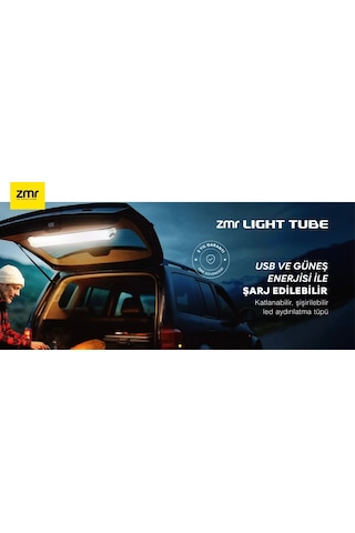 Zmr Light Tube Usb Ve Güneş Enerjisi İle Şarj Edilebilir Katlanabilir Şişirilebilir Led Aydınlatma