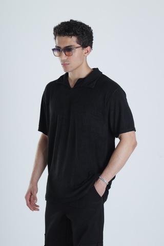 Cocopelli Erkek Siyah T-shirt Dokuma Kumaş Coc1158 Siyah