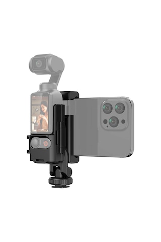 Padalink Djı Osmo Pocket 3 Ve Akıllı Telefon Uyumlu, 3 Soğuk Ayakkabı Montajlı, Çift Yükleme Özelliği, Tripod Uyumlu Siyah Tutucu