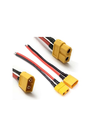 Xt60 Soketli Kablo Çifti - Erkek Dişi 10cm 100mm Lipo Pil