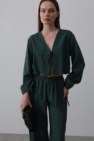 Modasize Önü Bağlamalı Crop Takım - Yeşil Yeşil