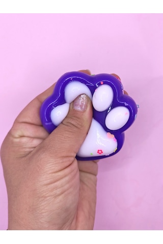 Pati Taba Squishy Kedi Pati Sıkma 7 Cm Pullu Pati Sukuşi - Mor
