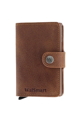 Walsmart Mini Crazy Akıllı Mekanizmalı Deri Cüzdan Taba