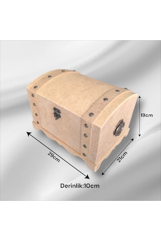 Ahşap Boyanabilir Takı-makyaj-aksesuar- Dekoratif Klipsli Orta Boy Çok Amaçlı Sandık Kutu