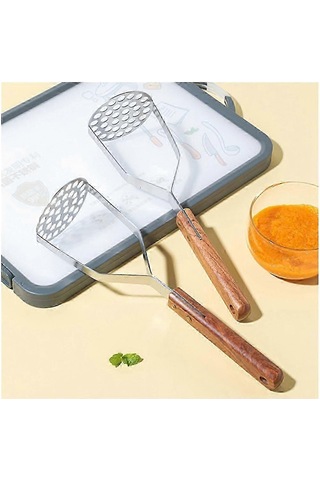 Paslanmaz Çelik Patates Ezici Kauçuk Saplı, 2'li Paket Patates Ve Sebzeleri Ezmek İçin Eski Mutfak Aletigümüş