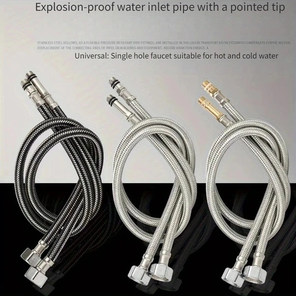 Trendooze Sunshine022 Paslanmaz Çelik Örgülü Su Isıtıcı Hortumu 23.62 Inç 2 Parça Evye Bağlantı Diğer