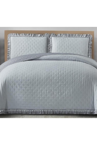 Kapitoneli Yatak Örtüsü Tek Kişilik Lizbon Gri Çok Renkli