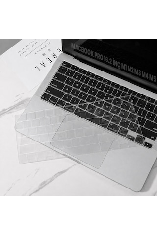 Macbook Pro 16.2 İnç M1 M2 M3 M4 M5 A2485 A2991 A2780 Uyumlu Şeffaf Türkçe Q Klavye Koruyucu Silikon Diğer