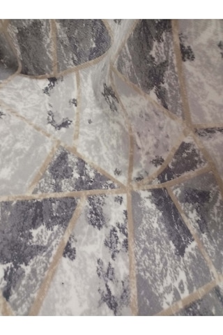 Aslan Home Gri Mermer Desenli Kaymaz Ince Uzun Silinebilir Şık Rulo Kesme Jel Yolluk Krem6