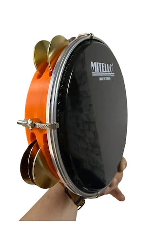 Arap Fasıl Tefi Profesyonel Turuncu Carbon Kasnak Mitello Siyah F