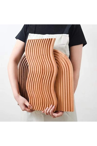 Qerhome Oyuklu Bambu Kesme Panosu- Sunumluk- Dekoratif Pano 2'li Set Bambu