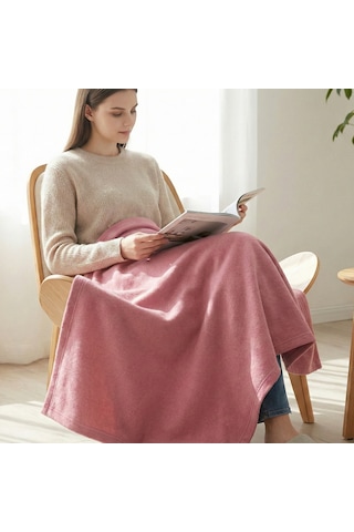 Prime Sleeks Kalın Dokulu Yün Tv Battaniyesi 120x150 Cm Koltuk Şalı Diz Örtüsü - Pembe Pembe